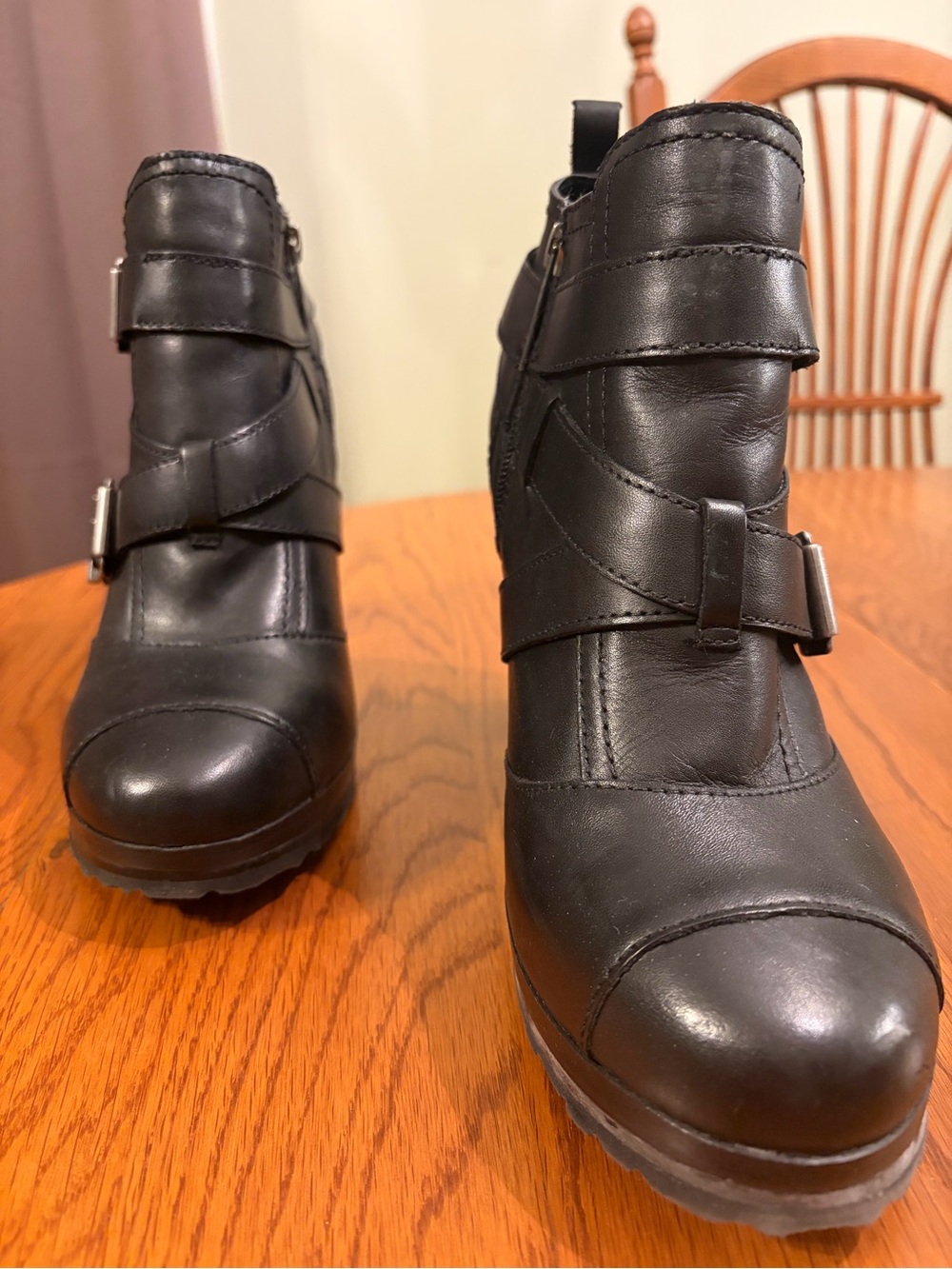 Women’s Black Buckle Ankle Boots - Picture 6 of 7